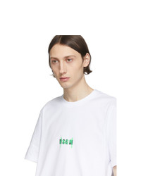 T-shirt à col rond imprimé blanc MSGM