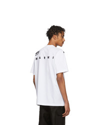 T-shirt à col rond imprimé blanc Marni