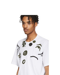 T-shirt à col rond imprimé blanc Marni