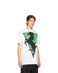 T-shirt à col rond imprimé blanc Raf Simons