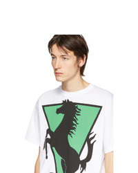 T-shirt à col rond imprimé blanc Raf Simons