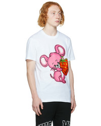 T-shirt à col rond imprimé blanc Moschino