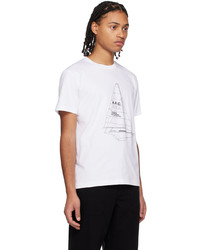 T-shirt à col rond imprimé blanc A.P.C.