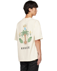 T-shirt à col rond imprimé blanc Rhude