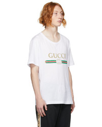 T-shirt à col rond imprimé blanc Gucci