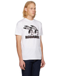 T-shirt à col rond imprimé blanc DSQUARED2