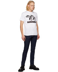 T-shirt à col rond imprimé blanc DSQUARED2