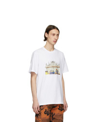 T-shirt à col rond imprimé blanc MSGM