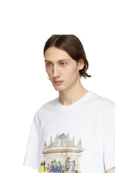 T-shirt à col rond imprimé blanc MSGM