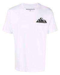 T-shirt à col rond imprimé blanc White Mountaineering