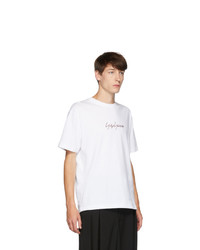 T-shirt à col rond imprimé blanc Yohji Yamamoto