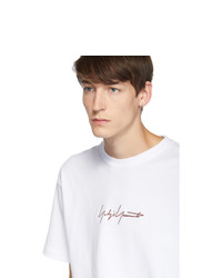 T-shirt à col rond imprimé blanc Yohji Yamamoto