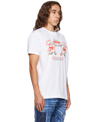 T-shirt à col rond imprimé blanc DSQUARED2