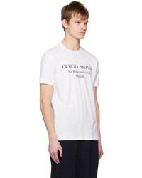 T-shirt à col rond imprimé blanc Giorgio Armani