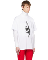 T-shirt à col rond imprimé blanc Raf Simons