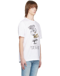 T-shirt à col rond imprimé blanc Versace