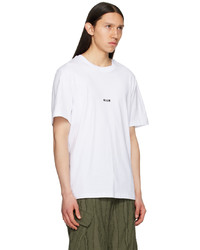 T-shirt à col rond imprimé blanc MSGM