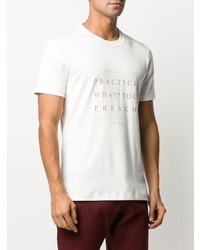 T-shirt à col rond imprimé blanc Brunello Cucinelli