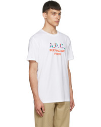 T-shirt à col rond imprimé blanc A.P.C.