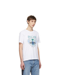 T-shirt à col rond imprimé blanc Kenzo