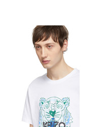 T-shirt à col rond imprimé blanc Kenzo