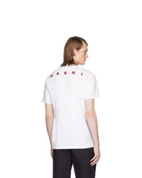 T-shirt à col rond imprimé blanc Marni