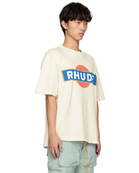 T-shirt à col rond imprimé blanc Rhude