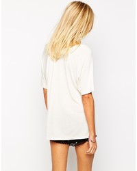 T-shirt à col rond imprimé blanc Wildfox Couture