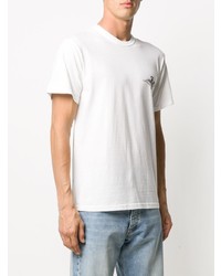 T-shirt à col rond imprimé blanc Stussy