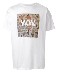 T-shirt à col rond imprimé blanc Wood Wood