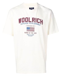 T-shirt à col rond imprimé blanc Woolrich