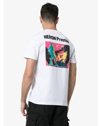 T-shirt à col rond imprimé blanc Heron Preston