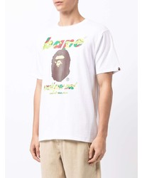 T-shirt à col rond imprimé blanc A Bathing Ape