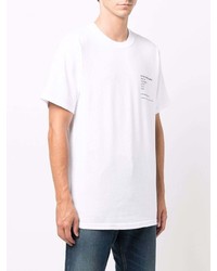 T-shirt à col rond imprimé blanc Stussy