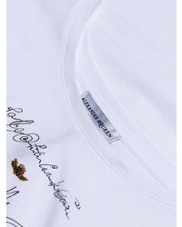 T-shirt à col rond imprimé blanc Alexander McQueen