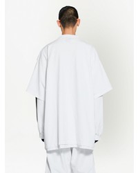 T-shirt à col rond imprimé blanc Balenciaga