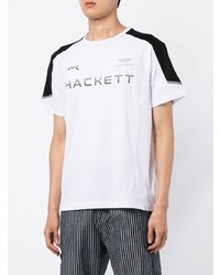 T-shirt à col rond imprimé blanc Hackett