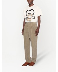 T-shirt à col rond imprimé blanc Gucci