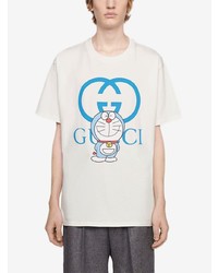 T-shirt à col rond imprimé blanc Gucci