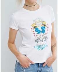 T-shirt à col rond imprimé blanc Illustrated People