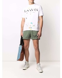 T-shirt à col rond imprimé blanc Lanvin