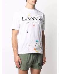 T-shirt à col rond imprimé blanc Lanvin