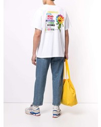 T-shirt à col rond imprimé blanc Takashi Murakami