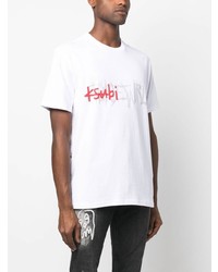 T-shirt à col rond imprimé blanc Ksubi