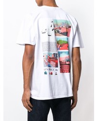 T-shirt à col rond imprimé blanc Stussy