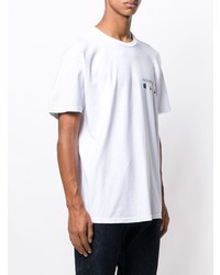 T-shirt à col rond imprimé blanc Stussy