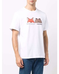 T-shirt à col rond imprimé blanc MAISON KITSUNÉ