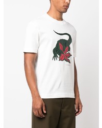 T-shirt à col rond imprimé blanc Lacoste