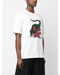 T-shirt à col rond imprimé blanc Lacoste