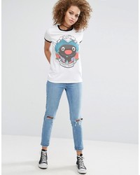 T-shirt à col rond imprimé blanc Asos